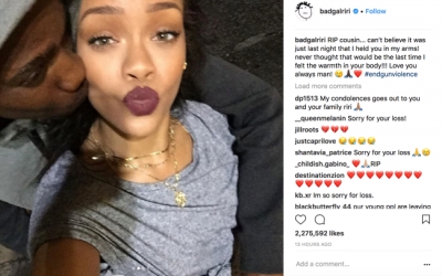 Primo de Rihanna é assassinado e cantora lamenta nas redes